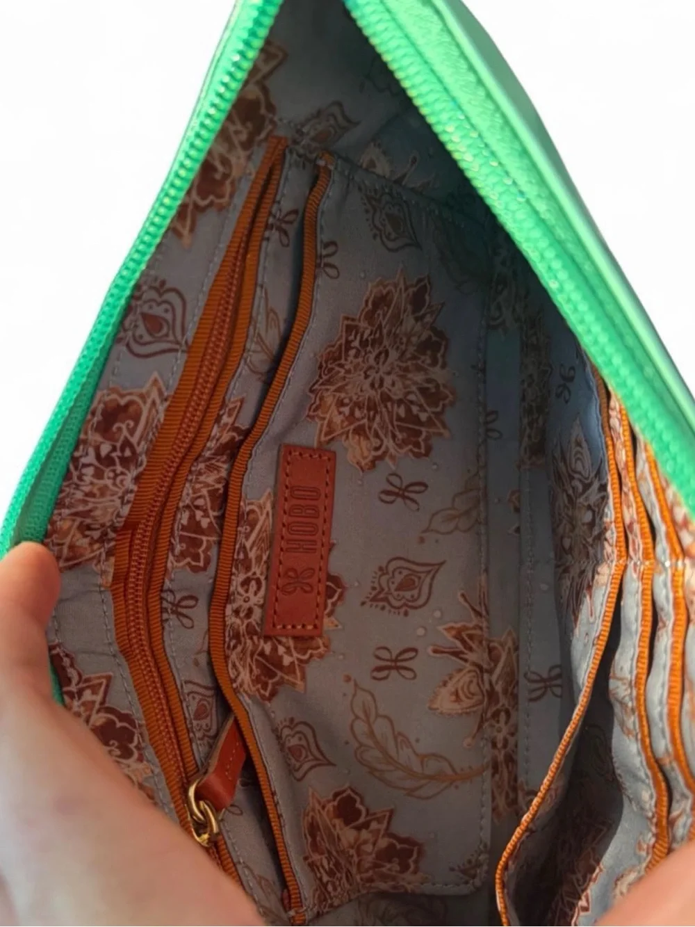 HOBO Leather Wristlet Clutch in Mint